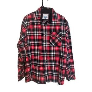 Gioberti Red Black Plaid 100% Cotton Long Sleeve Button Down Shirt Men’s Medium